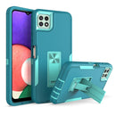 For Samsung Galaxy A22 5G Magnetic Holder Phone Case(Lake Blue + Blue-green)