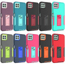 For Samsung Galaxy A22 5G Magnetic Holder Phone Case(Green + Rose Red)