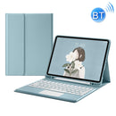 Round Cap Bluetooth Keyboard Leather Case with Pen Slot &Touchpad for Samsung Galaxy Tab S6 Lite(Blue)