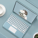 Round Cap Bluetooth Keyboard Leather Case with Pen Slot & Touchpad for Samsung Galaxy Tab S6 Lite(Pink+White Keyboard)
