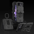 For Samsung Galaxy Z Flip3 5G GKK Sliding Camshield Magnetic Armor Flip Phone Case with Ring Holder(Black)
