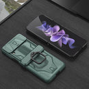 For Samsung Galaxy Z Flip3 5G GKK Sliding Camshield Magnetic Armor Flip Phone Case with Ring Holder(Black)