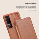 For Xiaomi Redmi K50 / K50 Pro NILLKIN QIN Series Pro Sliding Camera Cover Leather Phone Case(Brown)