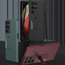 For Samsung Galaxy S21 Ultra 5G GKK Ultra-thin Shockproof Phone Case with Holder & Pen Slots & Stylus Pen(Black)