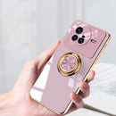 For vivo X80 Pro 6D Electroplating Full Coverage Silicone Protective Case with Magnetic Ring Holder(White)