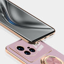 For vivo X80 Pro 6D Electroplating Full Coverage Silicone Protective Case with Magnetic Ring Holder(White)