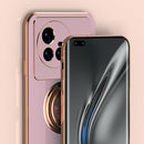 For vivo X80 Pro 6D Electroplating Full Coverage Silicone Protective Case with Magnetic Ring Holder(Dark Green)