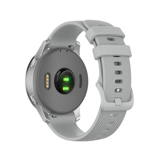 For Garmin Vivoactive 4S Small Plaid Silicone Watch Band(Gray)