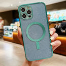 Electroplating Magsafe Magnetic Glitter Powder Phone Case For iPhone 13 mini(Green)