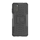 For Motorola Moto G22/E32 Tire Texture TPU + PC Phone Case with Holder(Black)