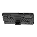 For Motorola Moto G22/E32 Tire Texture TPU + PC Phone Case with Holder(Black)