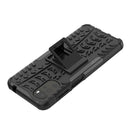 For Motorola Moto G22/E32 Tire Texture TPU + PC Phone Case with Holder(Black)
