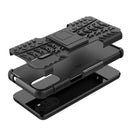 For Motorola Moto G22/E32 Tire Texture TPU + PC Phone Case with Holder(Black)