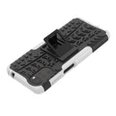 For Motorola Moto G22/E32 Tire Texture TPU + PC Phone Case with Holder(White)
