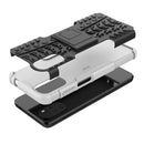 For Motorola Moto G22/E32 Tire Texture TPU + PC Phone Case with Holder(White)