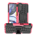For Motorola Moto G22/E32 Tire Texture TPU + PC Phone Case with Holder(Pink)