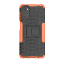 For Motorola Moto G22/E32 Tire Texture TPU + PC Phone Case with Holder(Orange)