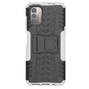 For Nokia G21 4G Tire Texture TPU + PC Phone Case with Holder(White)