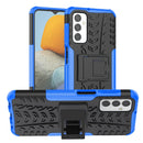 For Samsung Galaxy M23 / F23 5G Tire Texture TPU + PC Phone Case with Holder(Blue)