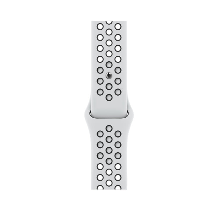 Sport Silicone Watch Band For Apple Watch Series 8&7 41mm / SE 2&6&SE&5&4 40mm / 3&2&1 38mm(Pure Platinum/Black)