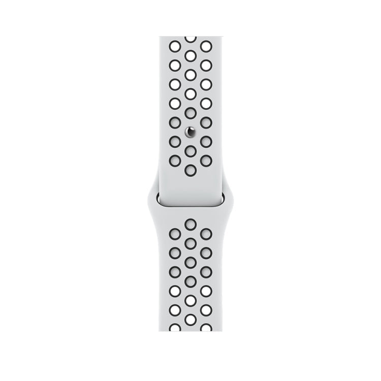 Sport Silicone Watch Band For Apple Watch Ultra 49mm / Series 8&7 45mm / SE 2&6&SE&5&4 44mm / 3&2&1 42mm(Pure Platinum/Black)