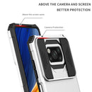 For Xiaomi Poco X3 Stereoscopic Holder Sliding Camshield Phone Case(White)