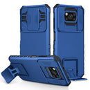 For Xiaomi Poco X3 Stereoscopic Holder Sliding Camshield Phone Case(Blue)