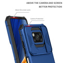 For Xiaomi Poco X3 Stereoscopic Holder Sliding Camshield Phone Case(Blue)