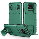 For Xiaomi Poco X3 Stereoscopic Holder Sliding Camshield Phone Case(Green)
