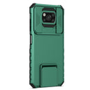 For Xiaomi Poco X3 Stereoscopic Holder Sliding Camshield Phone Case(Green)