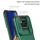 For Xiaomi Poco X3 Stereoscopic Holder Sliding Camshield Phone Case(Green)