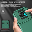 For Xiaomi Poco X3 Stereoscopic Holder Sliding Camshield Phone Case(Green)