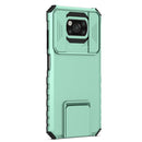 For Xiaomi Poco X3 Stereoscopic Holder Sliding Camshield Phone Case(Light Blue)