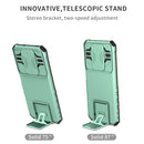 For Xiaomi Poco X3 Stereoscopic Holder Sliding Camshield Phone Case(Light Blue)