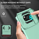 For Xiaomi Poco X3 Stereoscopic Holder Sliding Camshield Phone Case(Light Blue)