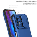 For Motorola Moto G Stylus 2021 Stereoscopic Holder Sliding Camshield Phone Case(Blue)