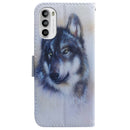 For Motorola Moto G52 Coloured Drawing Leather Phone Case(White Wolf)