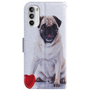 For Motorola Moto G52 Coloured Drawing Leather Phone Case(Pug)