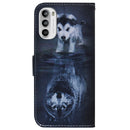 For Motorola Moto G52 Coloured Drawing Leather Phone Case(Wolf and Dog)