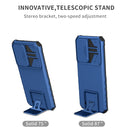 For Samsung Galaxy S21 Ultra 5G Stereoscopic Holder Sliding Camshield Phone Case(Blue)