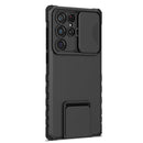 For Samsung Galaxy S22 Ultra 5G Stereoscopic Holder Sliding Camshield Phone Case(Black)