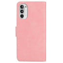 For Motorola Moto G52 Skin Feel Pure Color Flip Leather Phone Case(Pink)