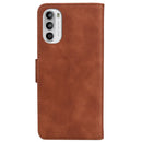 For Motorola Moto G52 Skin Feel Pure Color Flip Leather Phone Case(Brown)