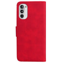 For Motorola Moto G52 Skin Feel Pure Color Flip Leather Phone Case(Red)
