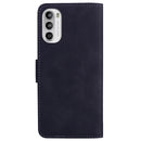 For Motorola Moto G52 Skin Feel Pure Color Flip Leather Phone Case(Black)