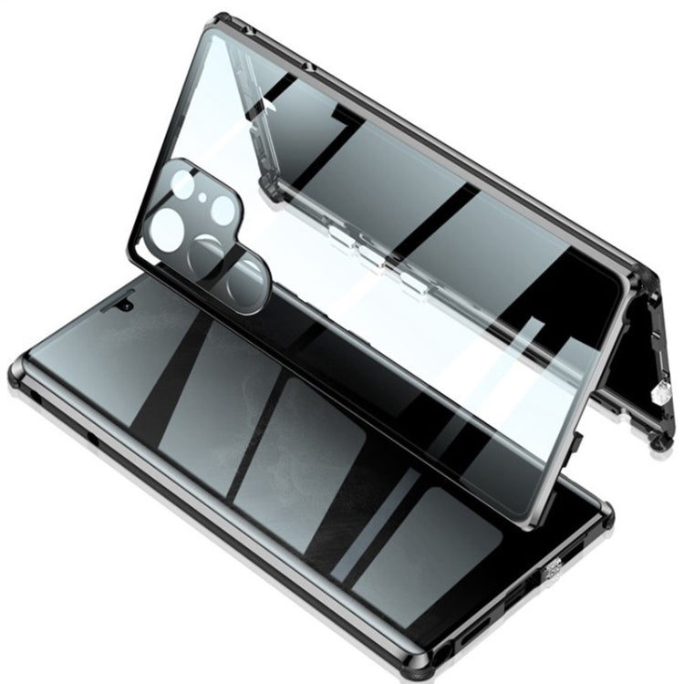For Samsung Galaxy S22 Ultra 5G Anti-peeping Magnetic Double-sided Tempered Glass Phone Case(Purple)