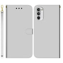 For Motorola Moto G52 Imitated Mirror Surface Horizontal Flip Leather Phone Case(Silver)