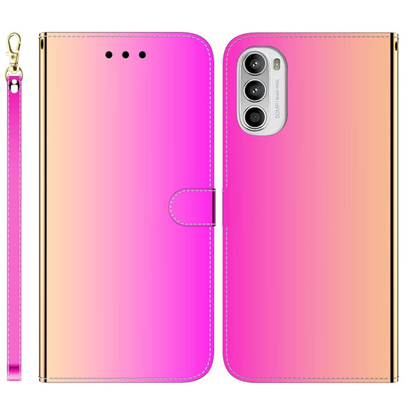 For Motorola Moto G52 Imitated Mirror Surface Horizontal Flip Leather Phone Case(Gradient Color)