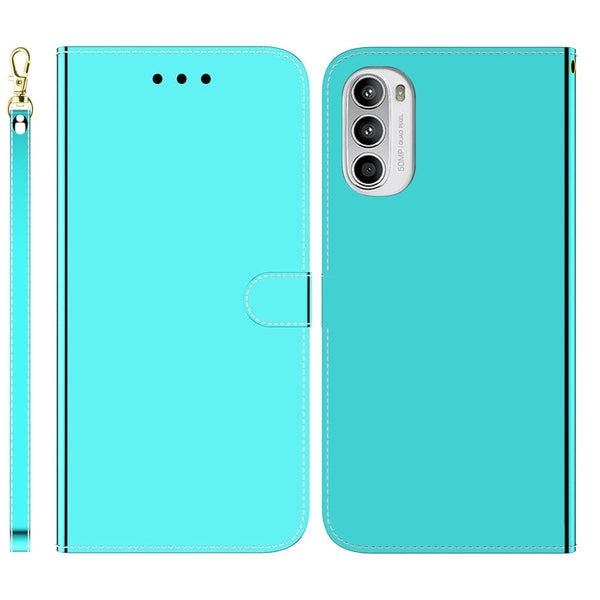 For Motorola Moto G52 Imitated Mirror Surface Horizontal Flip Leather Phone Case(Mint Green)