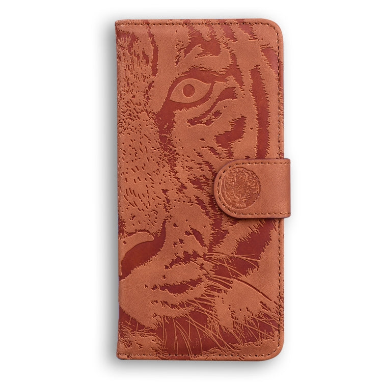 For Motorola Moto G52 Tiger Embossing Pattern Horizontal Flip Leather Phone Case(Brown)
